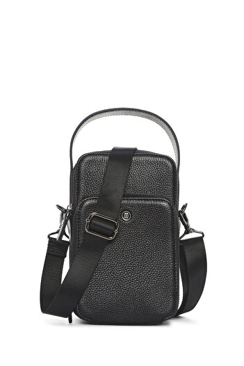 Derimod Men's Black Long Strap Leather Handbag 25Sbd3501Ft
