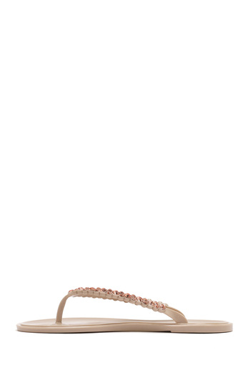 Derimod Women's Beige Flip Flops Stone Jelly Slippers 25Sfe4916Pv