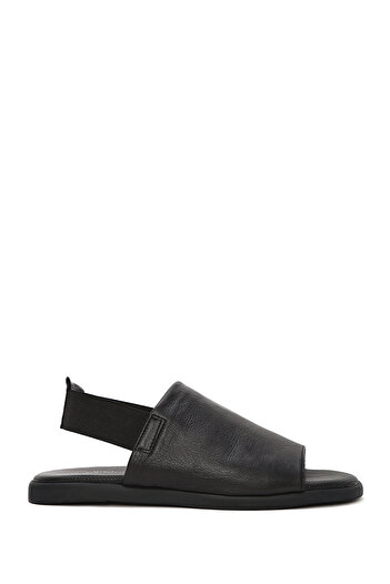Derimod Women's Black Genuine Leather Sandals with Elastic Back 25Sfd351318