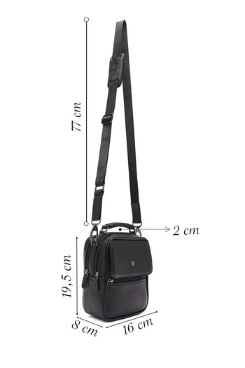 Derimod Men's Black Long Strap Leather Handbag 24Wbd3403Ft