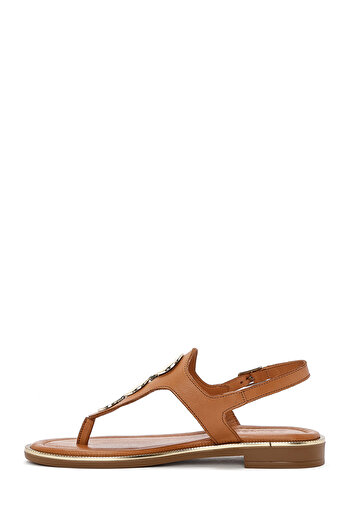 Derimod Women's Tan Flip Flops Genuine Leather Sandals 25Sfd361918