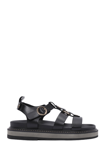 Derimod Women's Black Ankle Strap Thick Sole Sandals 25Sfe 401418