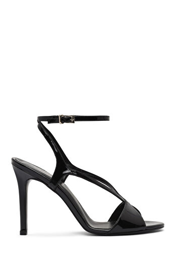 Derimod Women's Black Ankle Strap High Thin Heels Shoes Genuine Leather Sandals 25Sfd161516