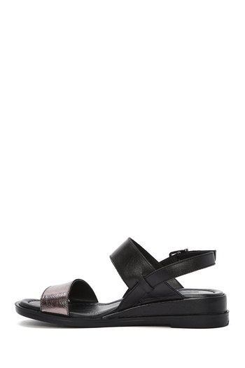 Derimod Women's Black Ankle Buckle Genuine Leather Sandals 25Sfd362714