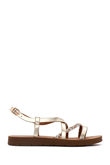 Derimod Women's Gold Knitted Detailed Sandals 25Sfe 461114