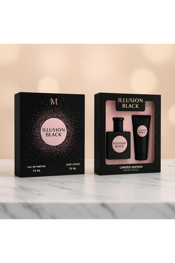 de Gift set Illusion Black Eau de Parfum and Body Lotion, 75ml+75 ml