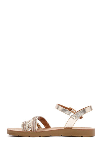 Derimod Women's Gold Ankle Strap Stone Sandals 25Sfe 461314