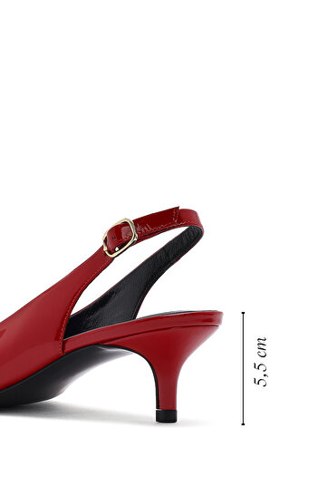 Derimod Women's Red Open Back Low Heel Patent Leather Shoes 25Sfd 230516