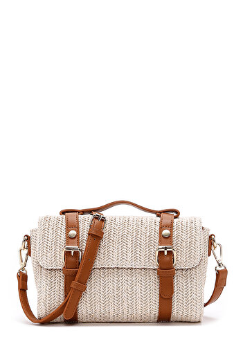 Derimod Women's Cream Long Strap Straw Crossbody Bag 25Sbd2715M7
