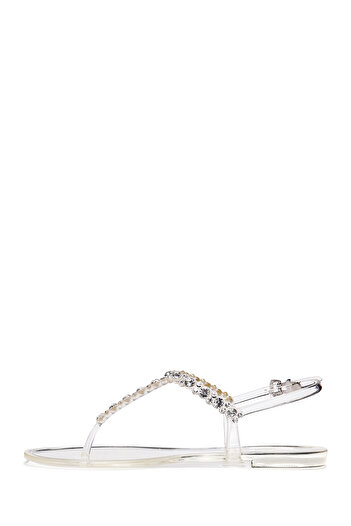 Derimod Women's Transparent Flip Flops Stone Jelly Sandals 25Sfe4906Pv
