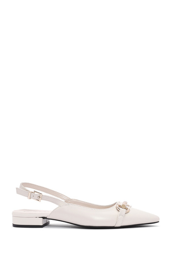 Derimod Women's Cream Accessory Open Back Summer Ballerina Shoes 25Sfe402518