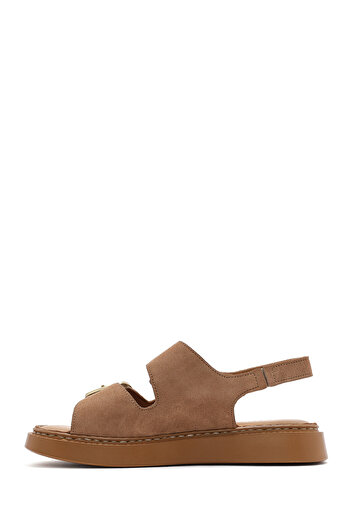 Derimod Women's Powder Thick Soled Buckle Suede Genuine Leather Comfort Sandals 25Sfd340710