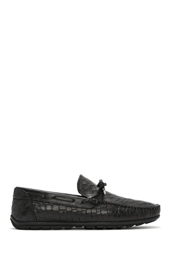 Derimod Men's Black Crocodile Patterned Genuine Leather Shoes Casual Daily Shoes 25Sfd7544E3