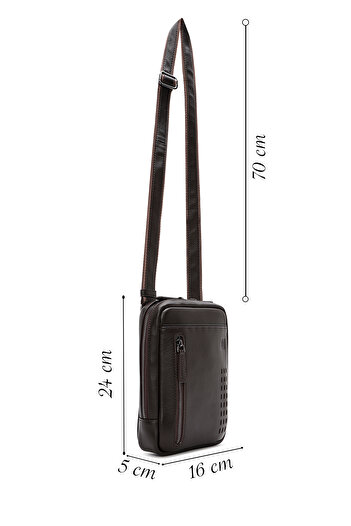 Derimod Men's Brown Leather Messenger Bag 24Wbd360518