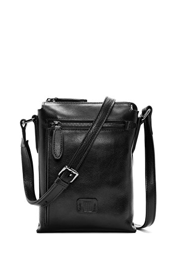 Derimod Men's Black Leather Messenger Bag 24Wbd3606V3