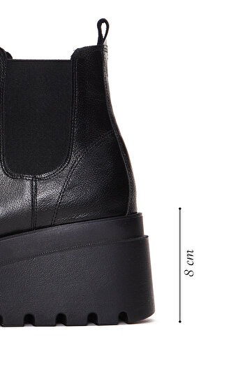 Derimod Women's Black Wedge Heeled Leather Chelsea Boots 24Wfd181718