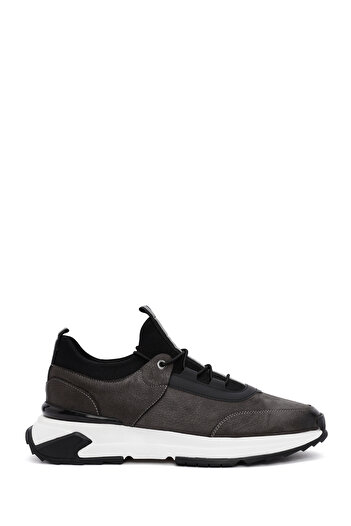 Derimod Men's Gray Lace-Up Nubuck Leather Casual Sneaker 24Wfd7227V3