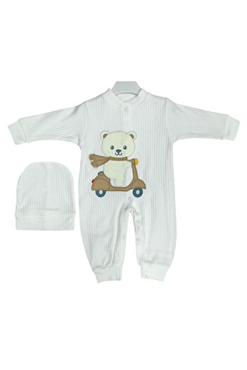 GİRL EMELY Baby Romper with Hat 100% Cotton Bear Embroidered Reported to Be Solid Color