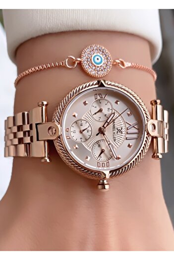 Daniel Klein Brand Rose Gold Color Women's Wristwatch - Bracelet Gift