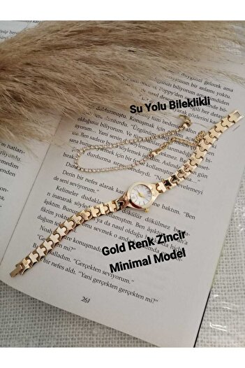 QUARTZ Yeni Moda Gold Kordon Minimal Gold Çelik Kordon Kadın Kol Saati bb0134