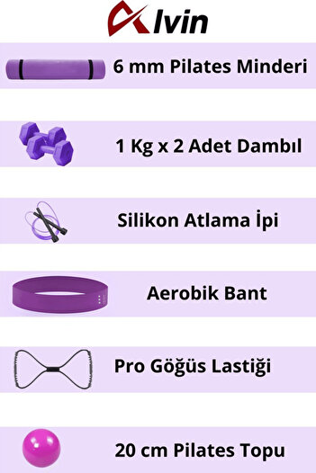Elya Pilates Tüm Vücut Fitnessı İçin İdeal Pilates Seti - Mindere, Dambıla ve Daha Fazlasına Sahip!
