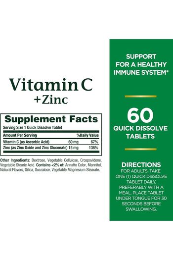 Nature's Bounty Quick Dissolve Vitamin C + Zinc