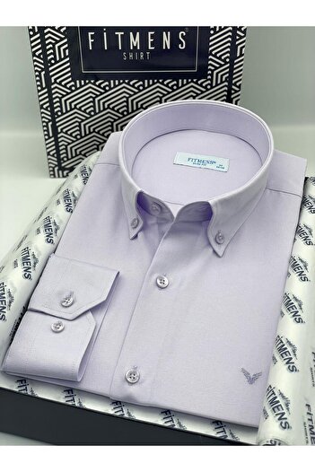 Fitmens Slim Fit Uzun Kol Pamuklu Hediye Kutulu Kolay Ütülenebilir Erkek Gömlek FS-002225 - Lila