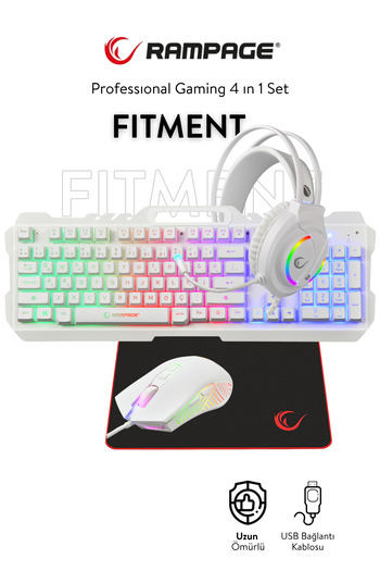 Rampage Fitment Rgb Gaming Combo Oyuncu Klavye Mouse Kulaklık Mousepad Set (Rampage Türkiye Garantili)