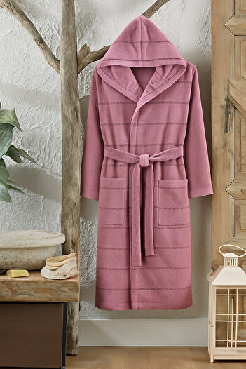 Semecca Μπουρνούζι Unisex Plum από βαμβακερή βελούδινη κουκούλα.