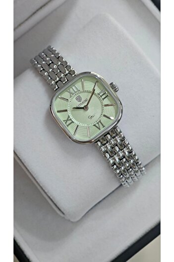 Raymond Rym-211503 Retro Square Steel Women's Watch - 2 Years Warranty Silver-Green