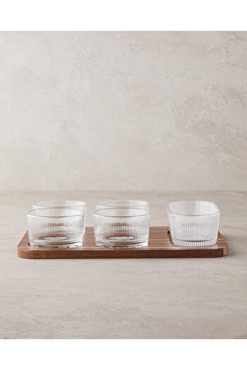 English Home Symphony Acacia-Wood 6 Piece Presentation Tray 31X21X6 cm Brown