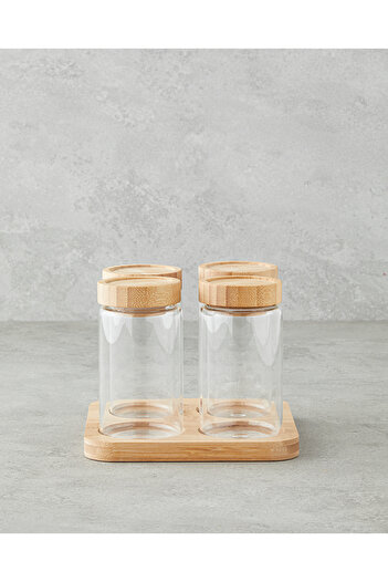 English Home Monetta Glass 5-Piece Spice Jar Set 300 ml Natural