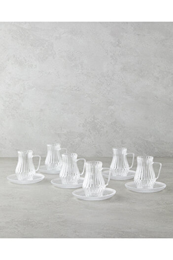 English Home Rachel Glass 12 Piece Tea Set for 6 People 135 ml Transparent