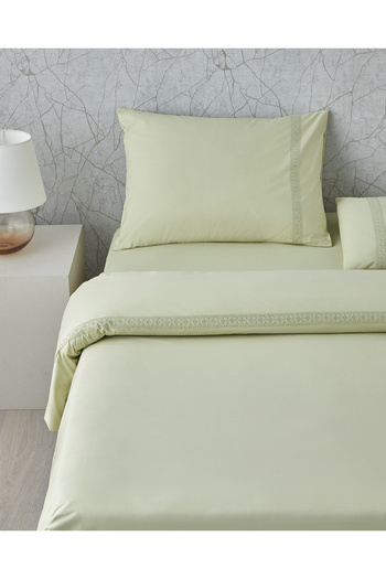 English Home Lace Elegance Kopanakili Perkal Single Duvet Cover Set 160X220 cm Green