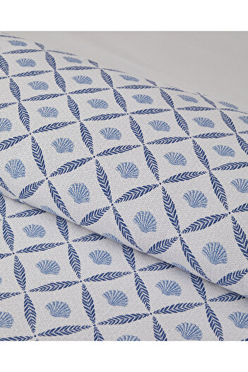 English Home Sea Shell Baskılı Tek Kişilik Pike Takımı 150x220 cm Mavi