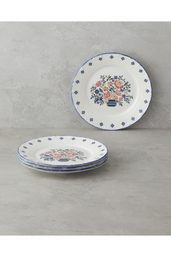 English Home Pixel Porselen 4'lü Pasta Tabağı 19 cm Renkli