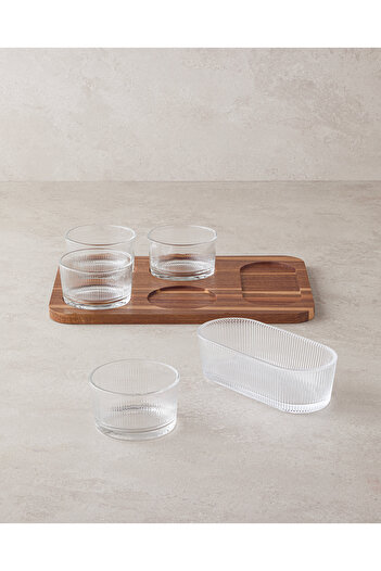 English Home Symphony Acacia-Wood 6 Piece Presentation Tray 31X21X6 cm Brown