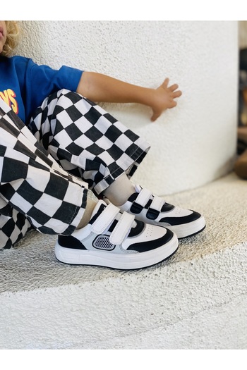 kids A more Massa Boy's Double Velcro Genuine Leather White Casual Shoes