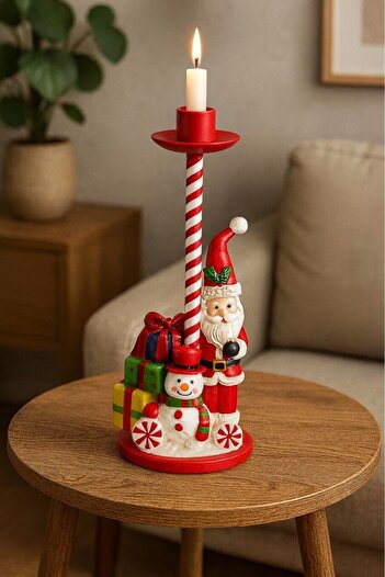 BeySüS New Year Decorative Santa Claus Candle Holder Candlestick 27 cm