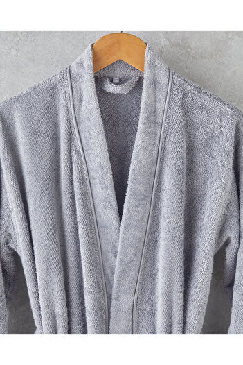 English Home Melinda Bamboo Cotton Bathrobe Dark Gray