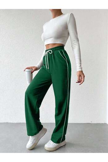 Miyalon Unisex Two Thread Elastic Waist Oversize Wide Leg Baggy Sweatpants