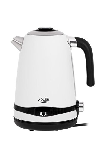 adler Electric kettle, 1.7 l capacity, temperature control, stainless steel, 2200W, cordless, White