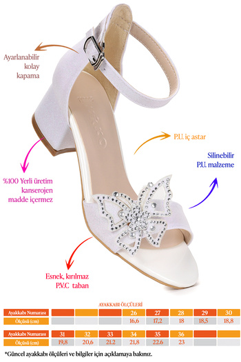 Kiko Kids Zete Sand Glitter Girls' 4 cm Heeled Sandals Evening Dress Shoes