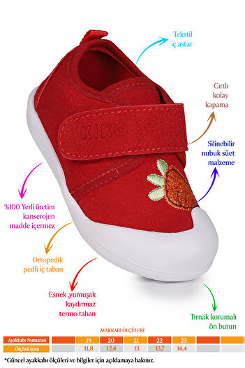Kiko Kids Velcro Strawberry Slippers for Baby Girl - First Step Shoes