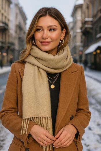 FELLMENS Unisex Beige Thick Scarf Soft Shawl