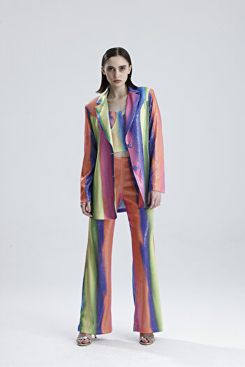 Sense Evening Dress Suit |   Jacket |   Pants |   Bustier 3 Piece Set Tk34264 Rainbow