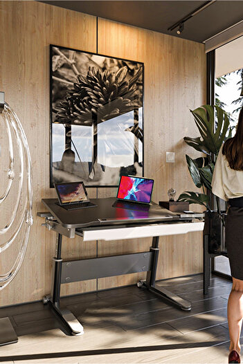 Creo Mobili Sirius Basic Ofis Çalışanlarına Uygun, Çekmeceli Çocuk Ders Çalışma Masası - 120x75 Cm, Antrasit/Gri