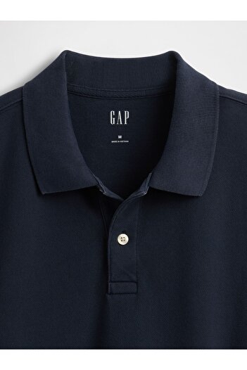 GAP Erkek Gri Relaxed Pique Polo T-Shirt