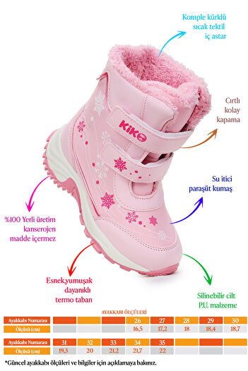 Kiko Kids Snowflake Velcro Girls Snow Boots Ανθεκτικά στο κρύο νερό
