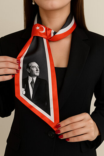 EMAYS DESIGN Ataturk Signature Gray Color Tie Scarf – Photo, Stylish and Meaningful Design